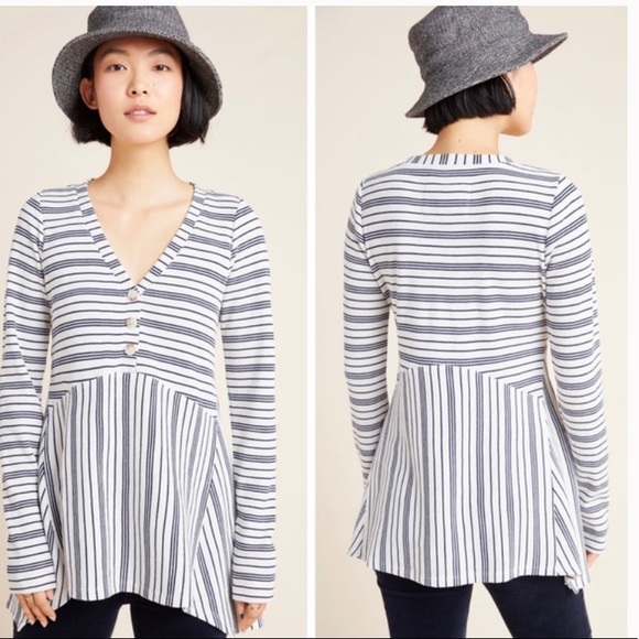 Anthropologie Tops - Anthropologie Eliza Henley Stripe Babydoll Tunic